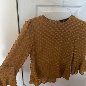 BCBGMaxAzria | Mustard Yellow Textured Blouse XXA